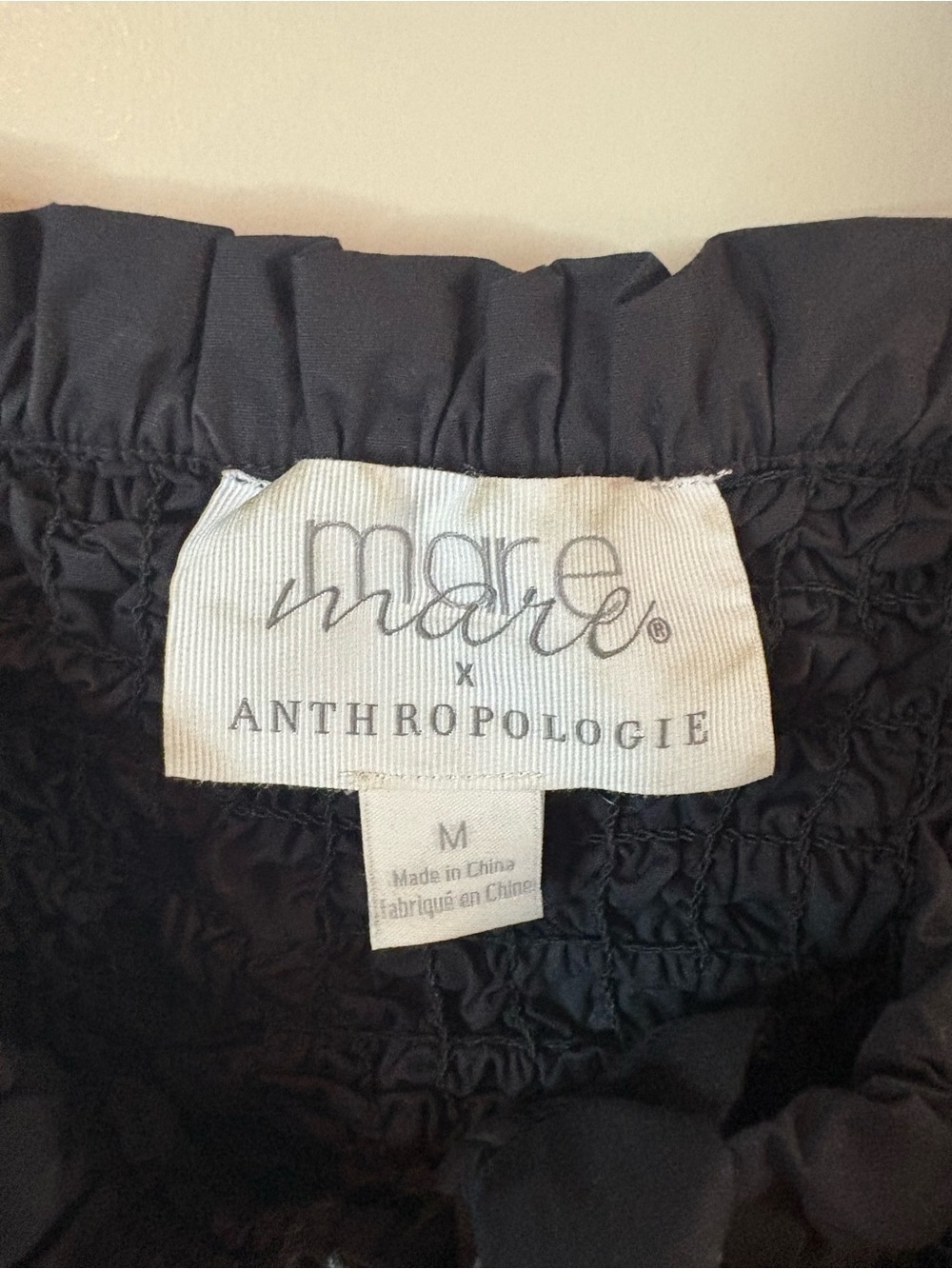 Anthropologie Mare Mare Black Bow Front Smocked Peplum Blouse NWOT - Picture 4 of 7